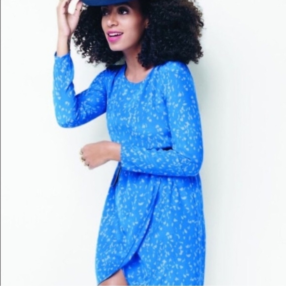 MADEWELL Gatehouse Silk Dress Seaglass Blue Print